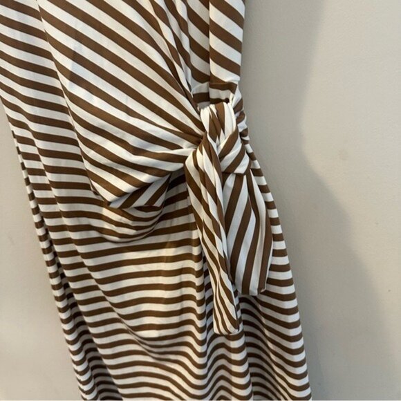 J.McLaughlin Elora Dress Brown White Stripes Catalina Cloth Sz M Coastal Prep - Picture 6 of 12